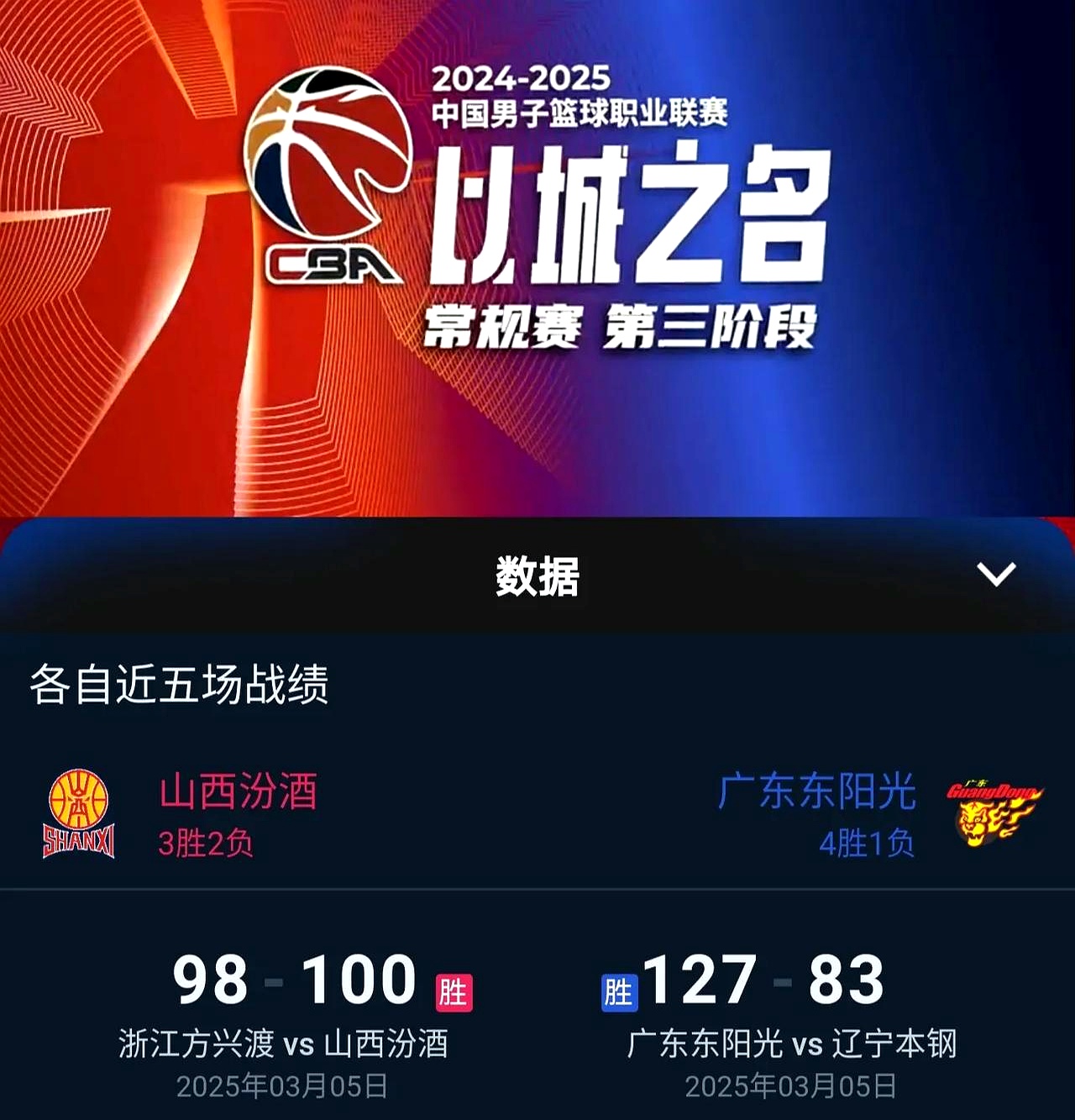 山西队抢分成功，反超积分榜上升至前四